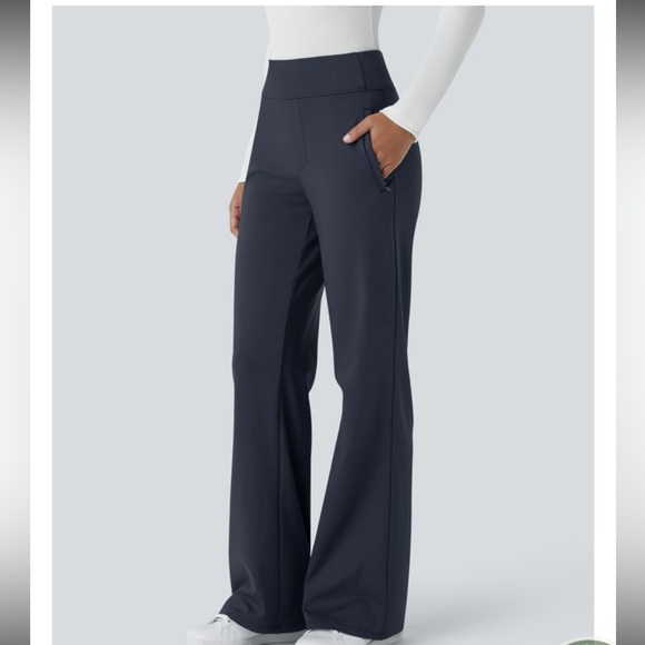 HALARA Pants - HALARA Flex™ Mid Rise Side Zipper Pocket Work Flare Pants Navy Size Medium